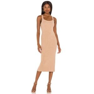Heartloom Sage Sweater Midi Dress Ribbed‎ Knit Cross Back Sleeveless in Bisque S